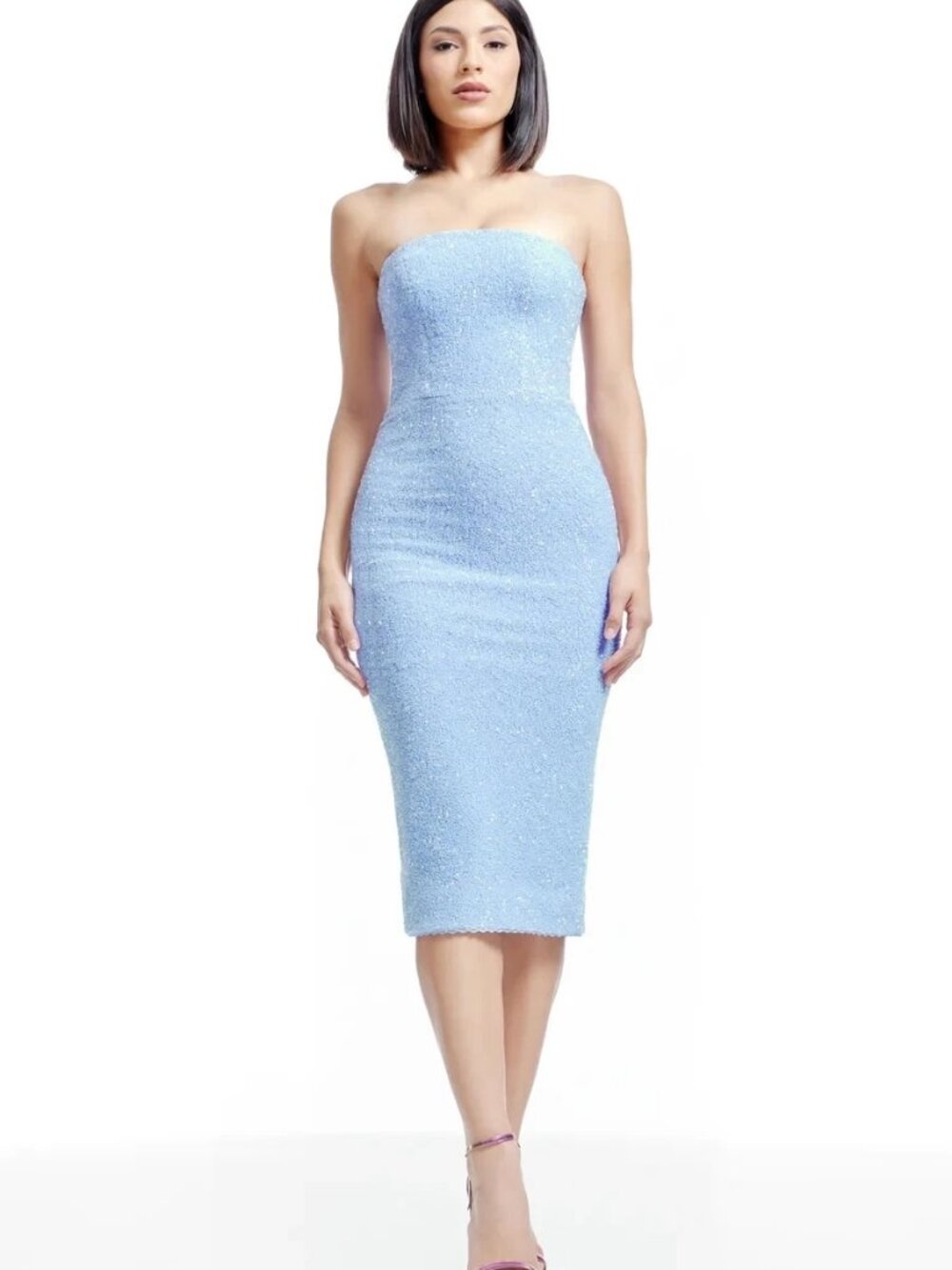 Dress The Population Sky Blue Viviana Sequin Strapless Dress